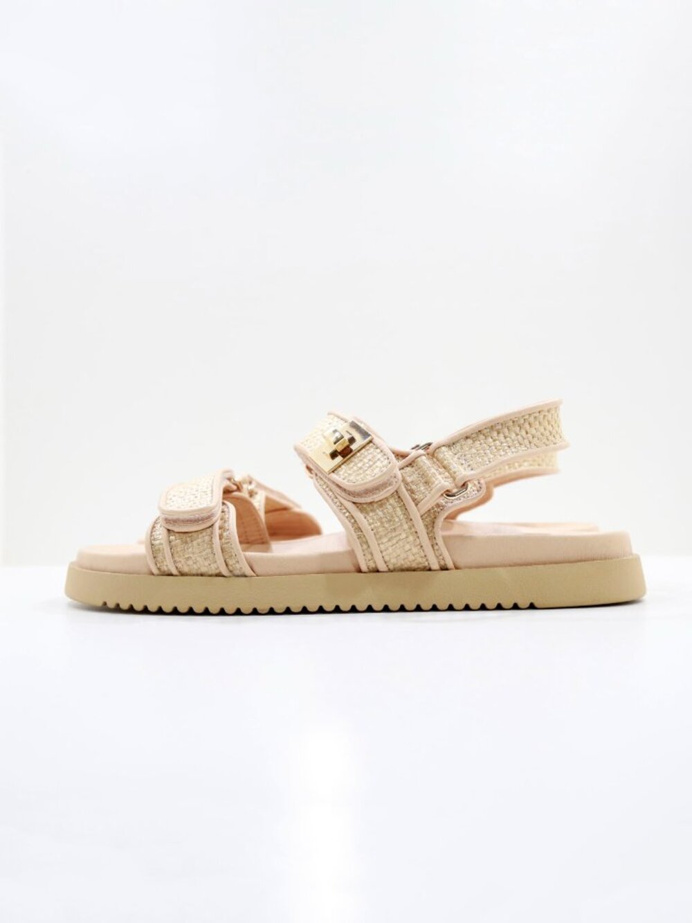 Steve Madden Mona Beige Faux Leather Flat Adjustable Slingback Sandals - 10